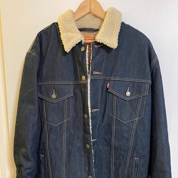 Levis Sherpa jacket dark wash denim Excellent condition Size XXL - Picture 1 of 10